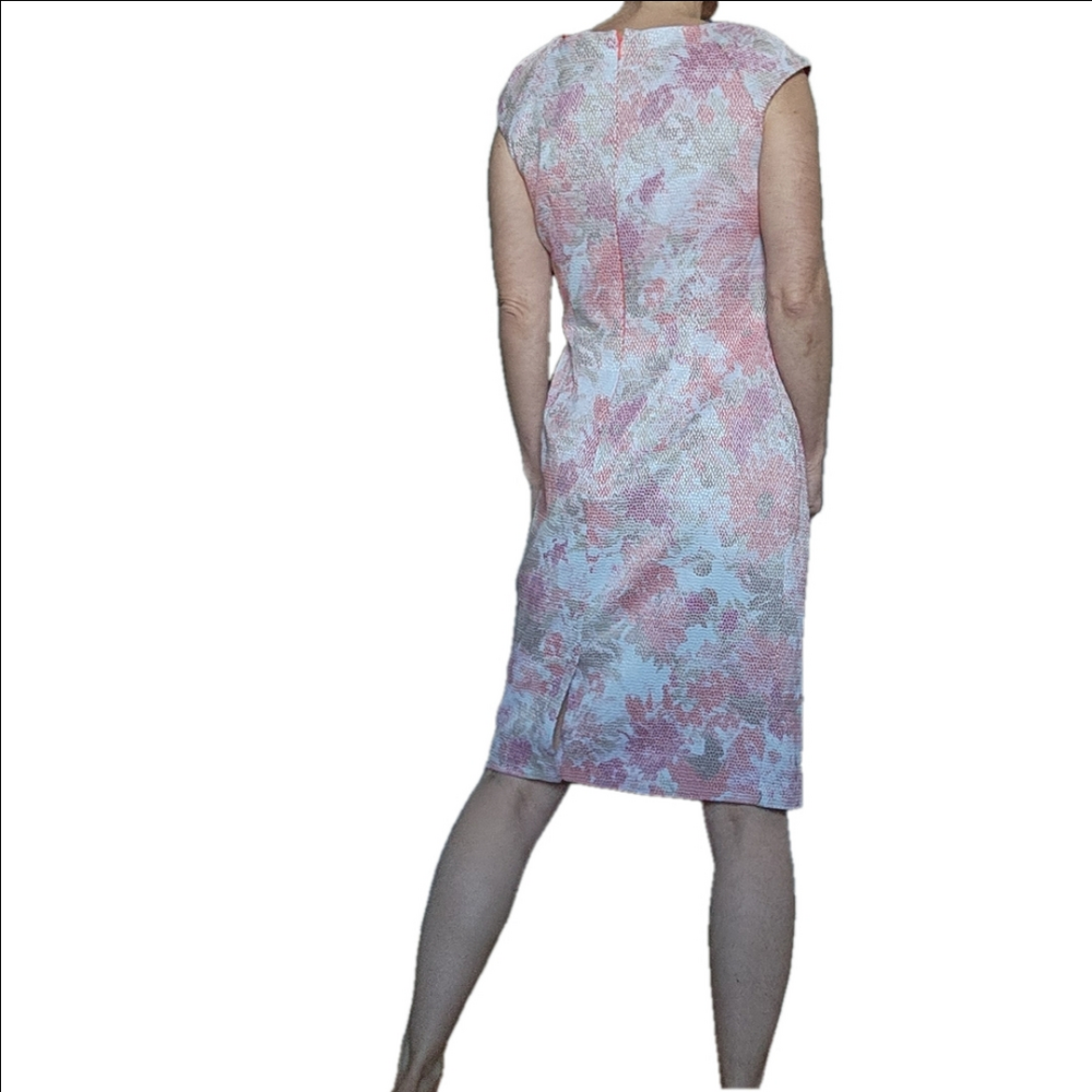 Sleeveless Dress Elegant Pastel Pinks Whites orange and Neutrals ADIANNA PAPELL - Picture 7 of 14